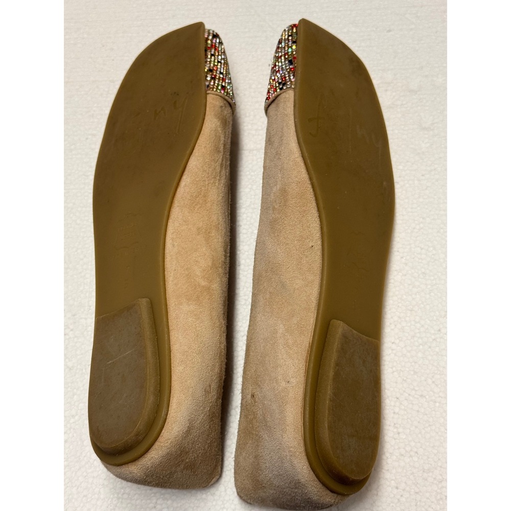French Sole FS/NY Tan Suede Rhinestone Square Toe Ballet Flats 7316 Size 7B - Picture 9 of 9